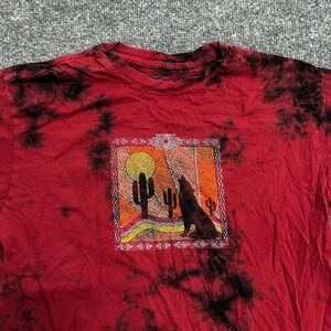 Cooke Collective T-Shirt Mens Size M Red Tie Dye Wolf Desert Graphic Short Slv